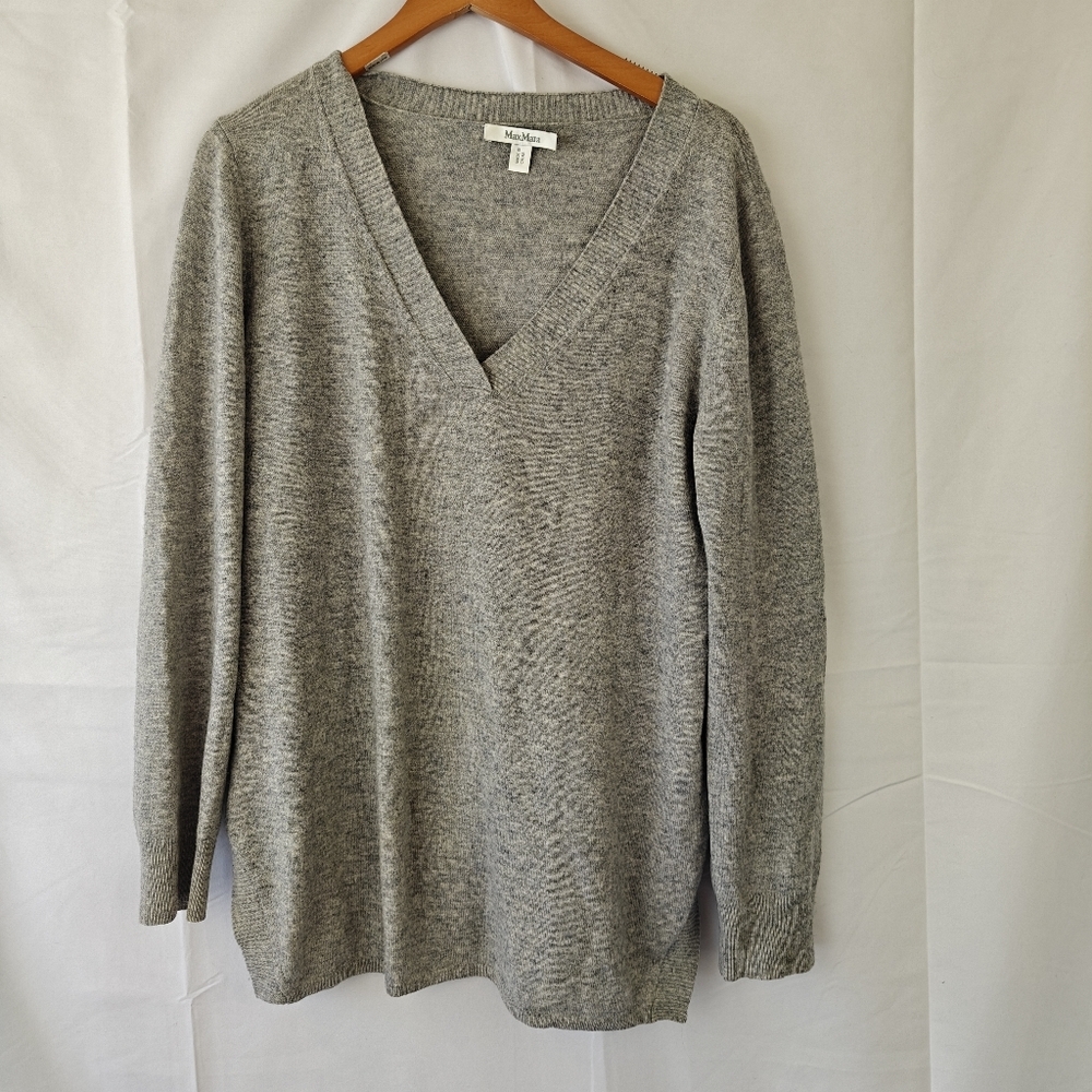 MaxMara Gray V-Neck Sweater